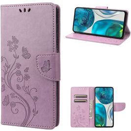 Mobigear Flowers Motorola Moto G52 Hoesje Bookcase Portemonnee - Paars