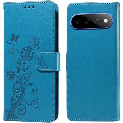 Mobigear Flowers Google Pixel 11 Pro XL Hoesje Bookcase Portemonnee - Blauw