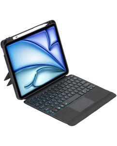 Mobigear Detachable Rotating iPad Air 11 Inch (2025) Hoes QWERTY Bluetooth Toetsenbord Bookcase + Stylus Houder - Zwart