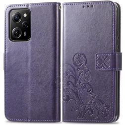 Mobigear Clover POCO X5 Pro Hoesje Bookcase Portemonnee - Paars