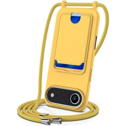 Mobigear Lanyard Card iPhone Air Siliconen Hoesje met koord en Pasjeshouder - Geel