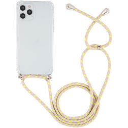 Mobigear Lanyard iPhone 12 Pro Max Flexibel TPU Hoesje met koord - Transparant / Geel