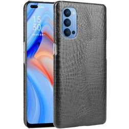 Mobigear Croco OPPO Reno 4 Hoesje Hardcase Backcover - Zwart