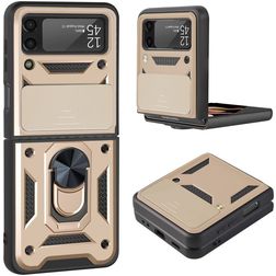 Mobigear Armor Ring Samsung Galaxy Z Flip 3 Hoesje Hardcase Backcover Shockproof met Ringhouder - Goud