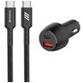 Mobigear Essentials Dual USB / USB-C Autolader USB-C 1 Meter Power Delivery 48W - Zwart