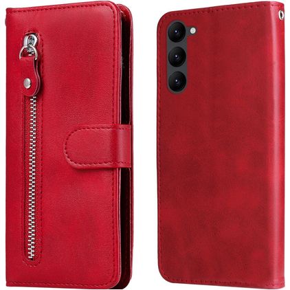 Mobigear Zipper Samsung Galaxy S23 Hoesje Bookcase Portemonnee - Rood