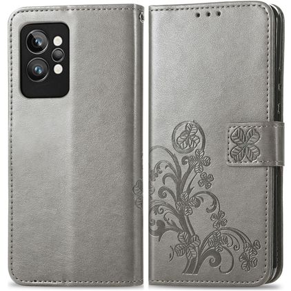 Mobigear Clover Realme GT2 Pro Hoesje Bookcase Portemonnee - Grijs
