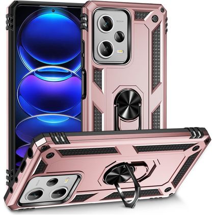 Mobigear Armor Ring Xiaomi Redmi Note 12 Pro Plus Hoesje Hardcase Backcover Shockproof met Ringhouder - Roségoud