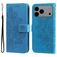 Mobigear Flowers iPhone 17 Pro Max Hoesje Bookcase Portemonnee - Blauw