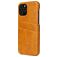 Fierre Shann Premium Card iPhone 12 Mini Hoesje Backcover met Pasjeshouder - Cognac