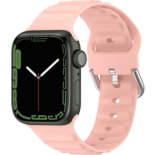 Mobigear Bumpy Siliconen Apple Watch Bandje Gespsluiting - 42/41/40/38 mm - Roze