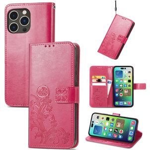 Mobigear Clover iPhone 15 Pro Max Hoesje Bookcase Portemonnee - Magenta