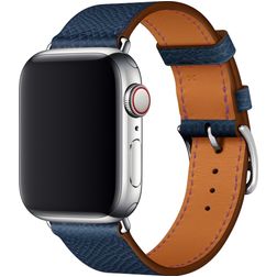 Mobigear Torino Leren Apple Watch Bandje Gespsluiting - 49/46/45/44 mm - Donkerblauw