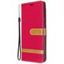 Mobigear Fabric Samsung Galaxy A21 Hoesje Stof Bookcase Portemonnee - Rood