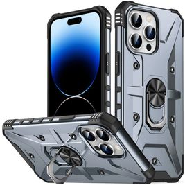 Mobigear Armor Ring iPhone 14 Pro Hoesje Hardcase Backcover Shockproof met Ringhouder - Grijs