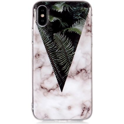 Mobigear Marble iPhone XS Max Hoesje Flexibel TPU Backcover - Leaves