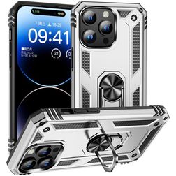 Mobigear Armor Ring iPhone 16 Pro Hoesje Hardcase Backcover Shockproof met Ringhouder - Zilver