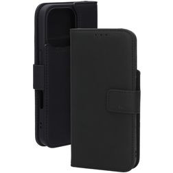 Mobiparts Wallet iPhone 16 Pro MagSafe Hoesje Echt Leer Bookcase Portemonnee - Zwart