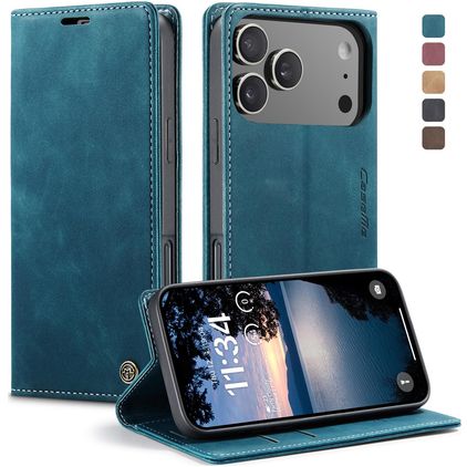Caseme 013 iPhone 17 Pro Max Hoesje Bookcase Portemonnee - Blauw