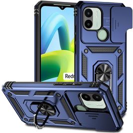 Mobigear Armor Ring Cam Slide Xiaomi Redmi A1 4G Hoesje Hardcase Backcover Shockproof met Ringhouder en Camera Slider - Blauw