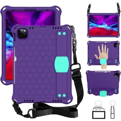 Mobigear Ruggedized iPad 10 (2022) Hoes EVA Schuim Backcover + Stylus Houder + Schouderband + Standaard - Paars