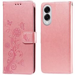 Mobigear Flowers Samsung Galaxy S25 Edge Hoesje Bookcase Portemonnee - Roségoud