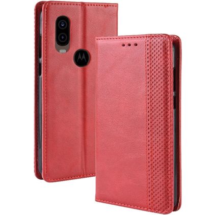 Mobigear Sensation Motorola One Vision Hoesje Bookcase Portemonnee - Rood