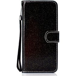 Mobigear Glitter Huawei Y6p Hoesje Bookcase Portemonnee - Zwart