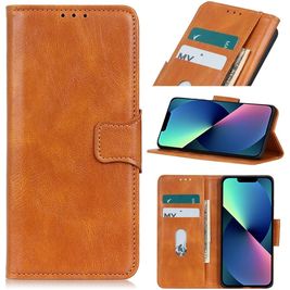Mobigear Classy iPhone 14 Hoesje Bookcase Portemonnee - Cognac