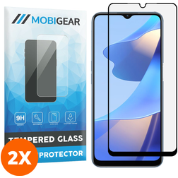 Mobigear Premium OPPO A16 Glazen Screenprotector - Case Friendly - Zwart (2-Pack)