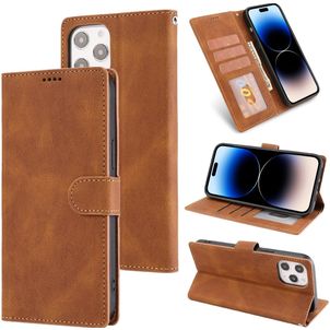 Mobigear Wallet iPhone 14 Pro Max Hoesje Bookcase Portemonnee - Bruin