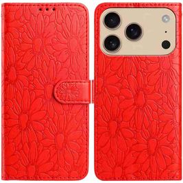 Mobigear Flowers iPhone 17 Pro Hoesje Bookcase Portemonnee - Rood