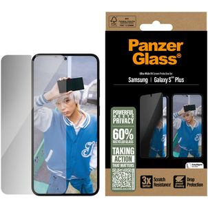 PanzerGlass Ultra-Wide Fit Privacy Samsung Galaxy S25 Plus Glazen Screenprotector Privacy - Case Friendly - Zwart