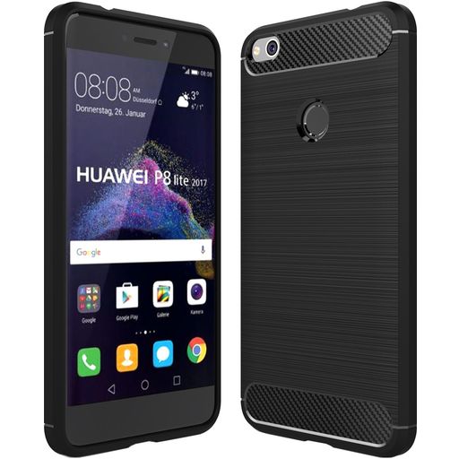 Mobigear Brushed Slim Huawei P8 Lite (2017) Hoesje Flexibel TPU Backcover - Zwart
