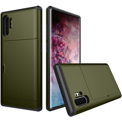 Mobigear Card Samsung Galaxy Note 10 Plus Hoesje Hardcase Backcover Shockproof met Pasjeshouder - Groen
