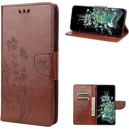 Mobigear Butterfly OnePlus 10T Hoesje Bookcase Portemonnee - Bruin