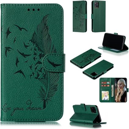 Mobigear Feather iPhone 11 Pro Hoesje Bookcase Portemonnee - Groen
