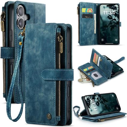 CaseMe C30 iPhone 17 Hoesje Bookcase Portemonnee - Blauw