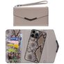 Mobilize Elegant Magnet iPhone 13 Pro Hoesje Uitneembare 2in1 Clutch - Beige Snake