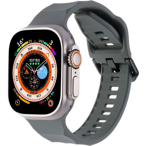 Mobigear Ripple Siliconen Apple Watch Bandje Gespsluiting - 49/46/45/44 mm - Grijs