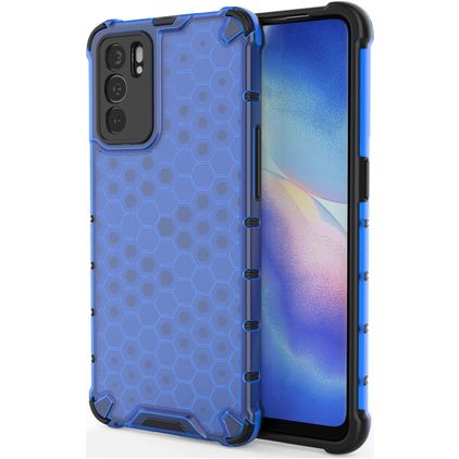 Mobigear Honeycomb OPPO Reno 6 5G Hoesje Hardcase Backcover Shockproof - Blauw