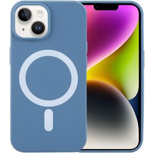 Mobigear Rubber Touch iPhone 15 Siliconen MagSafe Hoesje Backcover - Blauw