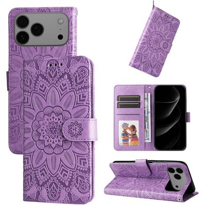 Mobigear Sunflower iPhone 17 Pro Max Hoesje Bookcase Portemonnee - Paars
