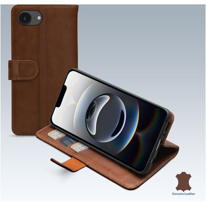 Mobilize Wallet iPhone 16e Hoesje Echt Leer Bookcase Portemonnee - Bruin