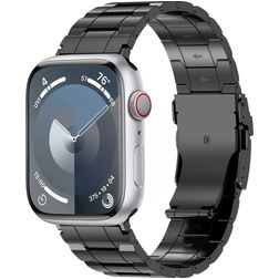 Mobigear Melbourne Titanium Apple Watch Bandje Vouwsluiting - 42/41/40/38 mm - Zwart