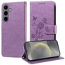 Mobigear Flowers Samsung Galaxy S25 Hoesje Bookcase Portemonnee - Paars
