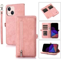 Mobigear Zipper iPhone 14 Plus Hoesje Bookcase Portemonnee - Roségoud