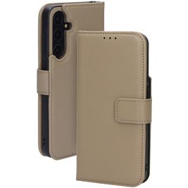 Mobiparts Samsung Galaxy A35 Hoesje Echt Leer Bookcase Portemonnee - Taupe