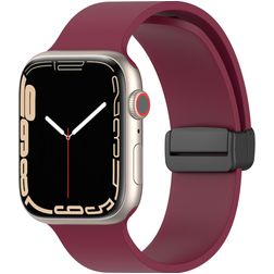 Mobigear Sport Mag Siliconen Apple Watch Bandje Magneetsluiting - 42/41/40/38 mm - Bordeaux Rood