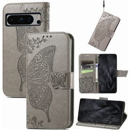 Mobigear Butterfly Google Pixel 8 Pro Hoesje Bookcase Portemonnee - Grijs Mobigear Butterfly Google Pixel 8 Pro Hoesje Bookcase Portemonnee - Grijs